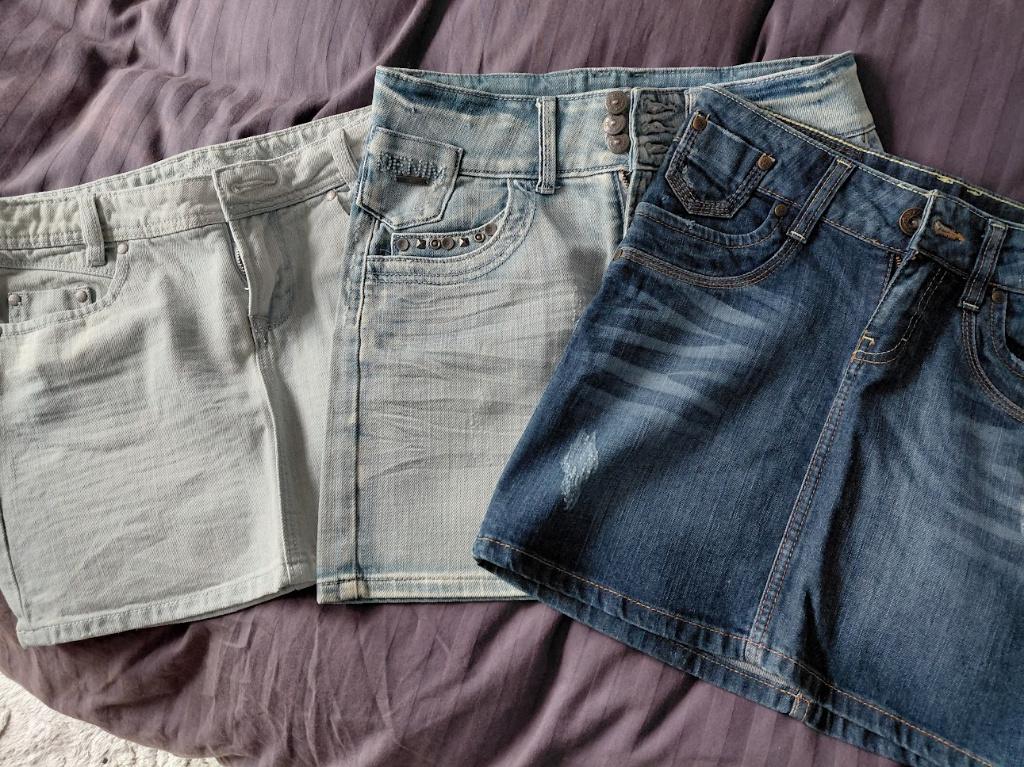 3 minijupes en jeans, Kleding | Dames, Rokken, Blauw, Ophalen of Verzenden, Zo goed als nieuw, Maat 36 (S)