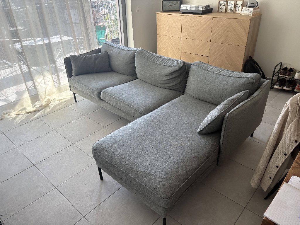 Zetel met chaise longue, Huis en Inrichting, Ophalen, 250 tot 300 cm, Gebruikt, Driepersoons