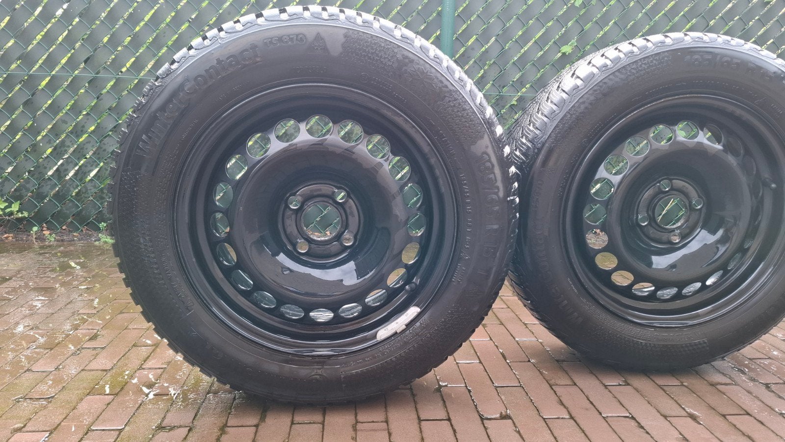 Winterbanden op stalen velg - 4 stuks, Auto-onderdelen, Ophalen, Gebruikt, 15 inch, Banden en Velgen