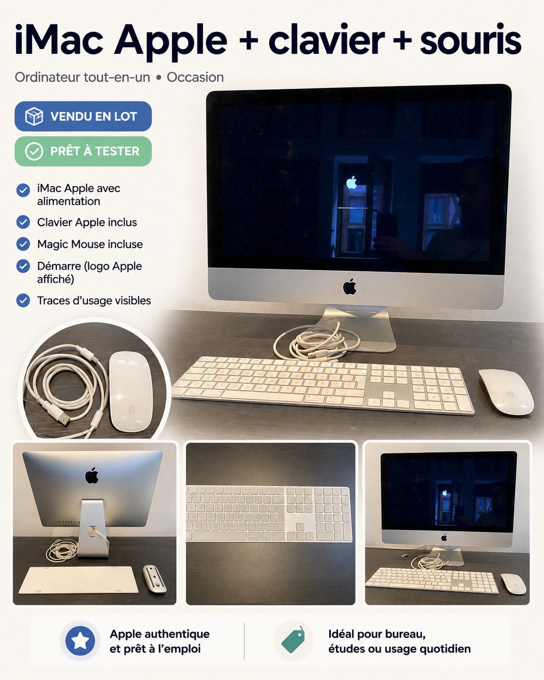 Apple iMac Retina 4K 21,5 clavier et souris, Computers en Software, Apple Desktops, Ophalen, 8 GB, 21,5 pouces, IMac