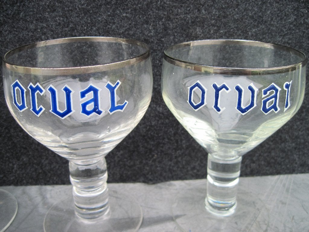 2 verres à bière en émail Orval, Collections, Enlèvement ou Envoi