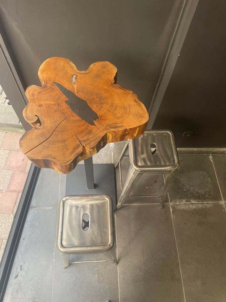 Bartafel - boomstam, met of zonder krukken, Huis en Inrichting, Ophalen, Zo goed als nieuw