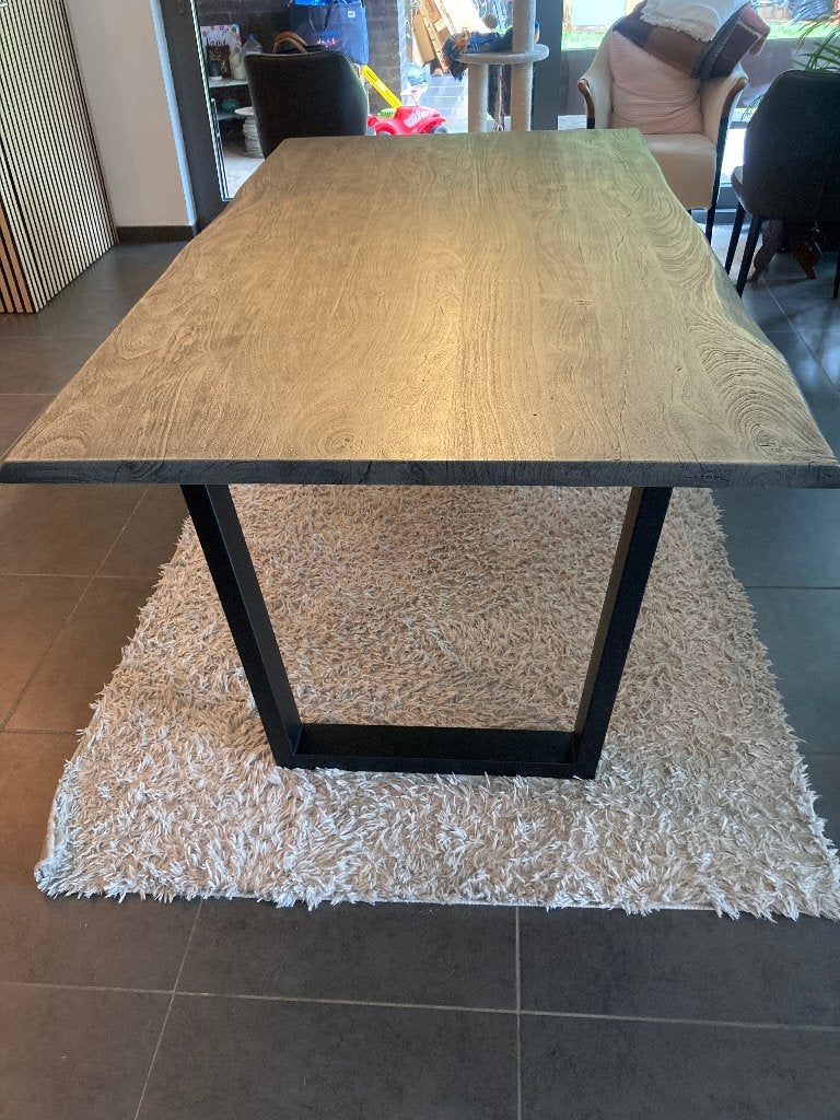 Robuuste massieve eettafel acacia – 180x100 cm, Gebruikt, 50 tot 100 cm, Vijf personen of meer, 150 tot 200 cm