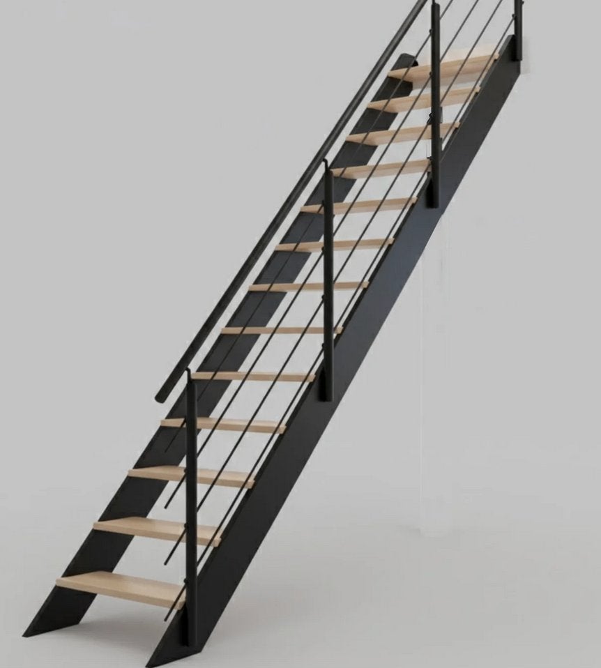 Houten trap in kit recht zwart, Doe-het-zelf en Bouw, Ladders en Trappen, Ophalen, Gebruikt, Trap