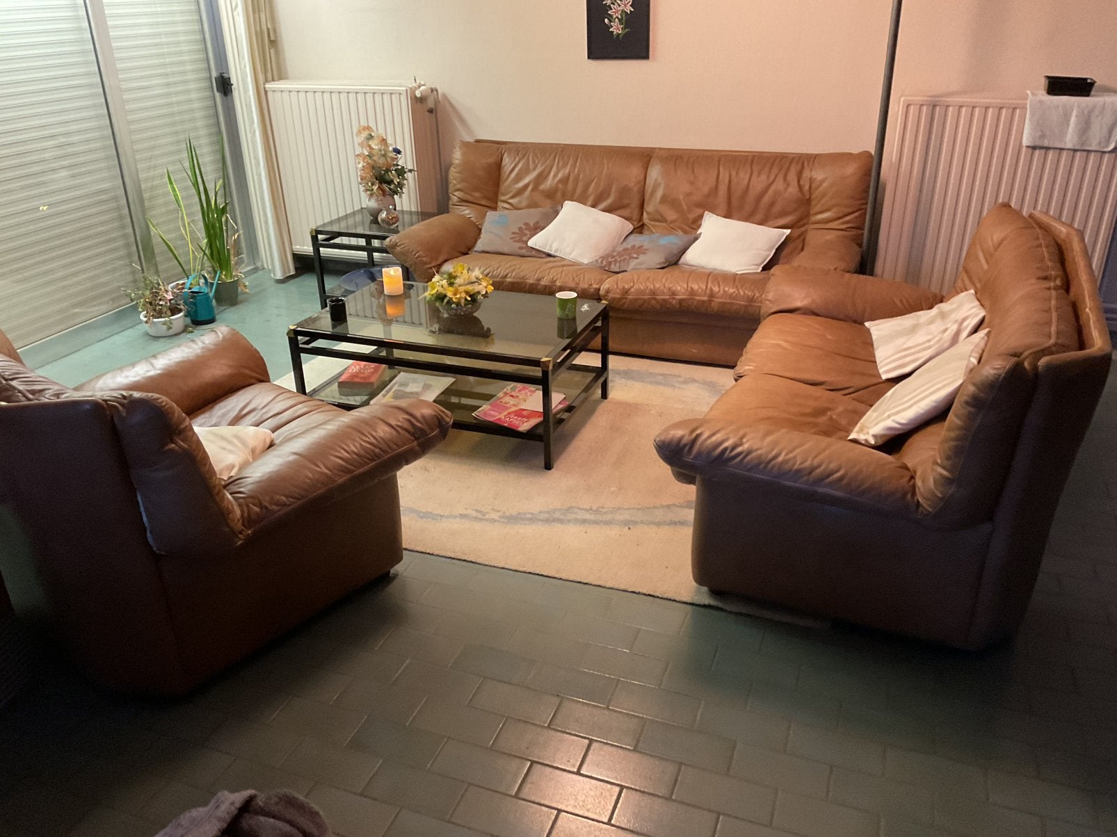 3 zetels met bijpassend tapijt, Huis en Inrichting, Ophalen, Gebruikt