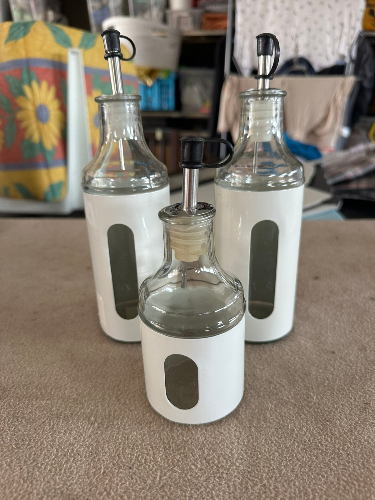 Luxe 3-delige glazen Olie- en azijnset, Ophalen of Verzenden, Nieuw, Glas, Wit