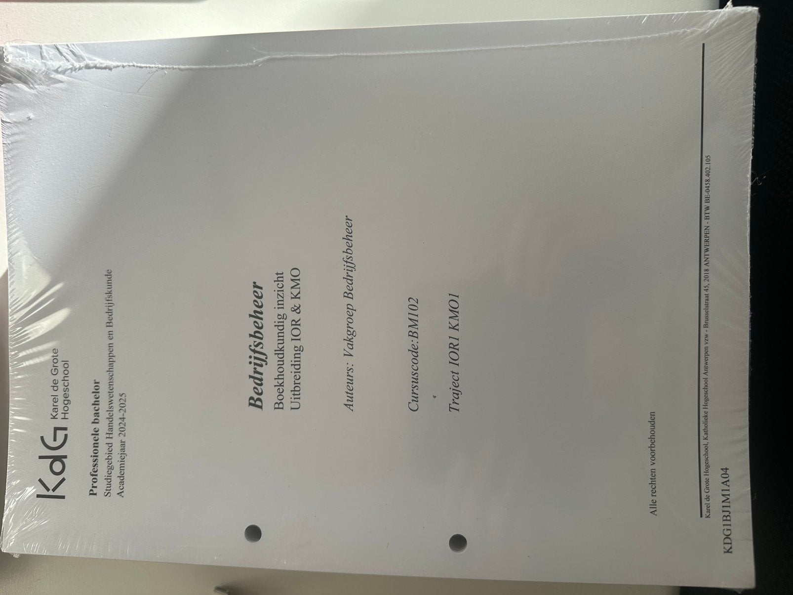 Bedrijfsbeheer  kdg academiejaar 2024-2025, Ophalen of Verzenden, Zo goed als nieuw, Hogeschool