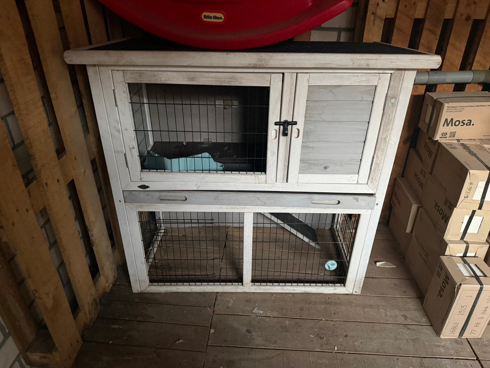 Konijnenhok voor buiten met verdieping PRIJS BESPREEKBAAR!, Dieren en Toebehoren, Ophalen, Zo goed als nieuw, Hok