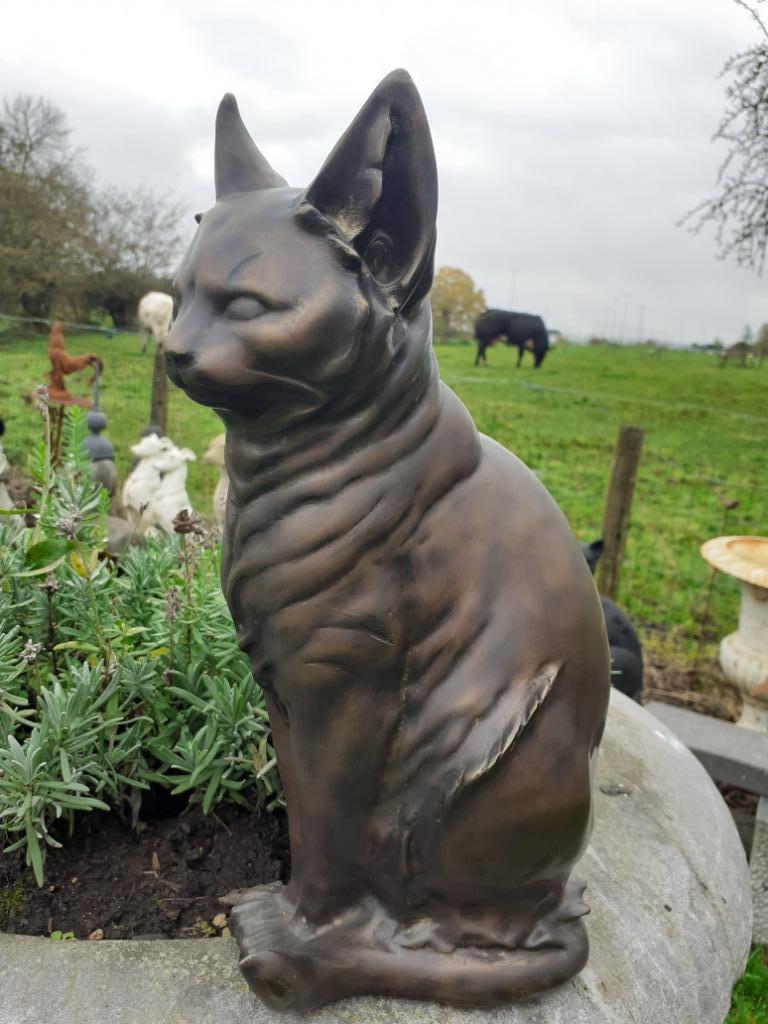 GROTE BRONZEN KAT GESIGNEERD (JOAN PRINCE), Ophalen of Verzenden, Gebruikt