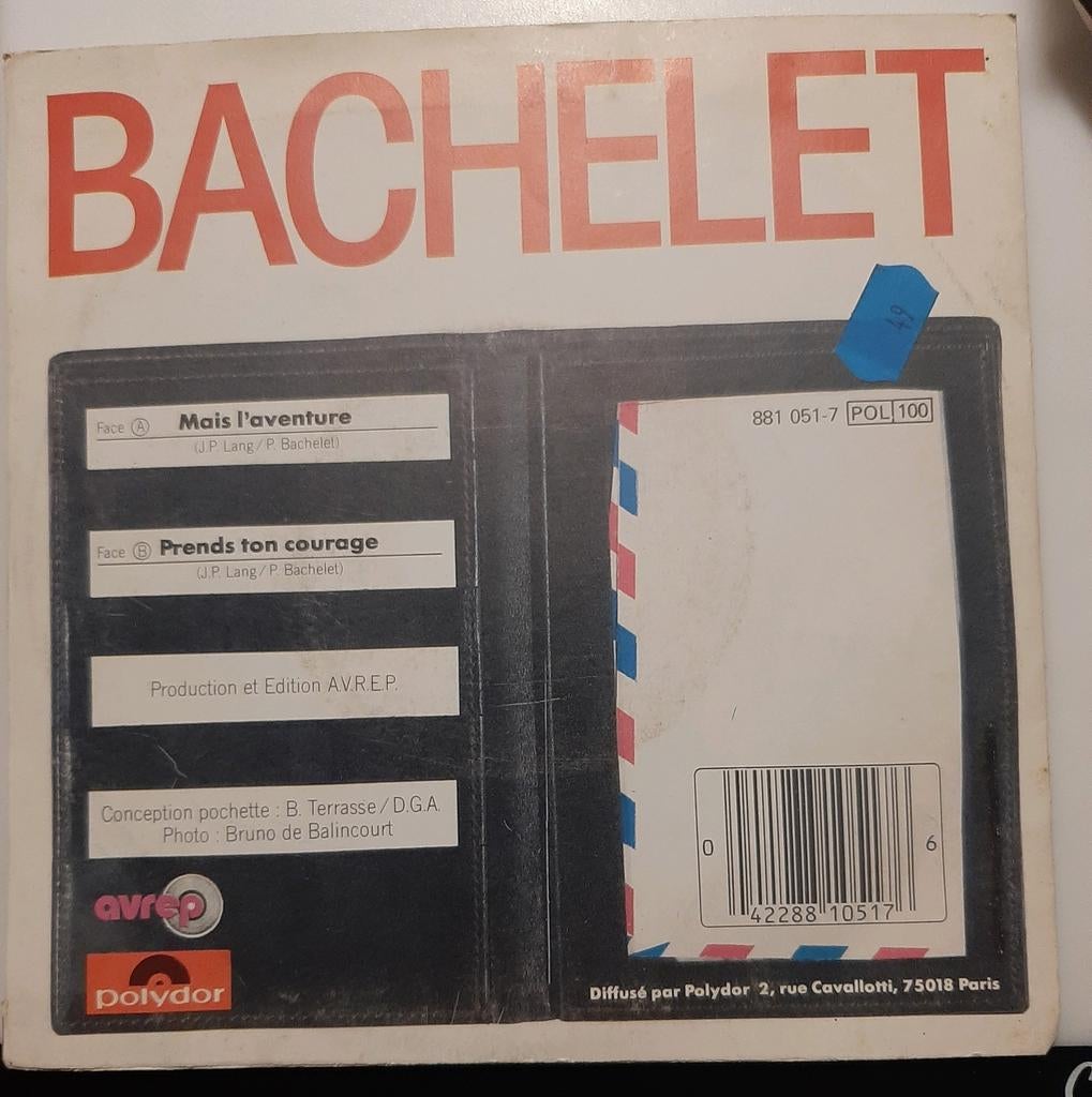 Vinyl 45trs- Pierre bachelet- mais l'aventure, Enlèvement ou Envoi, Utilisé