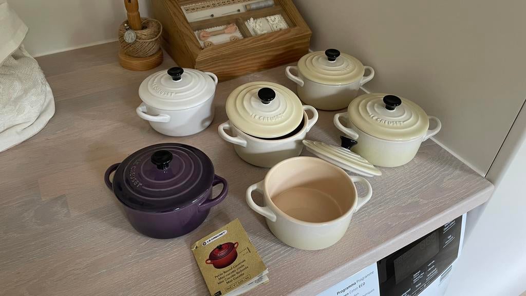 Creuset cocotte 10cm 250ml set 6 stuks nieuwstaat, Ophalen of Verzenden