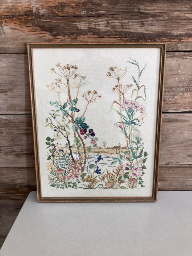 Ingekaderd borduursel, Antiek en Kunst, Ophalen of Verzenden