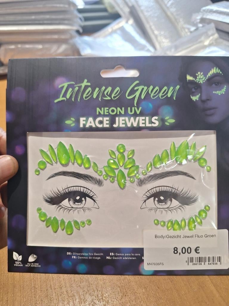 Moon,fluo groen gezichtsjuwelen, Gehele gezicht, Nieuw, Ophalen of Verzenden, Accessoires