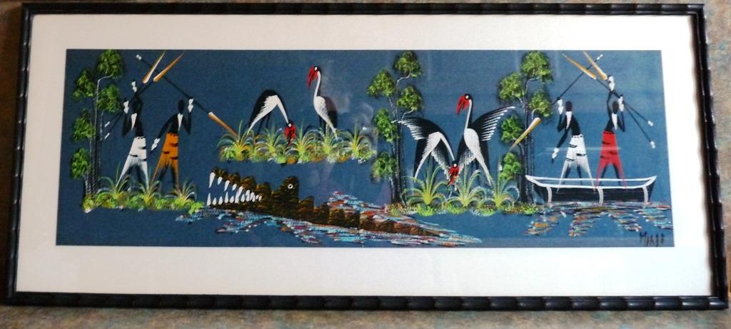 Origineel schilderij met bamboe kader, Ophalen