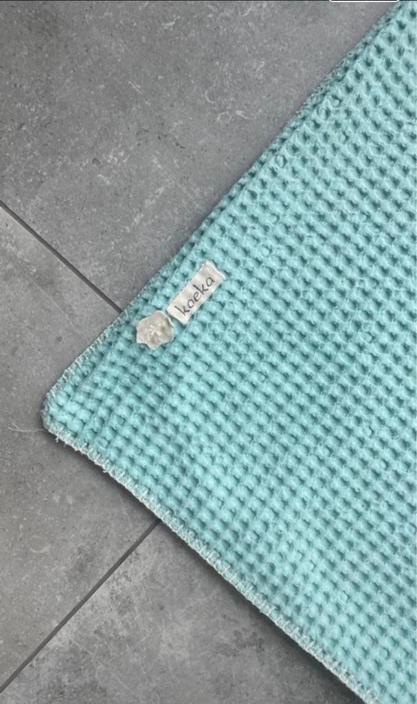 Koeka aqua blauw deken dekentje babybed ledikantdeken wafel, Ophalen, Gebruikt, Deken