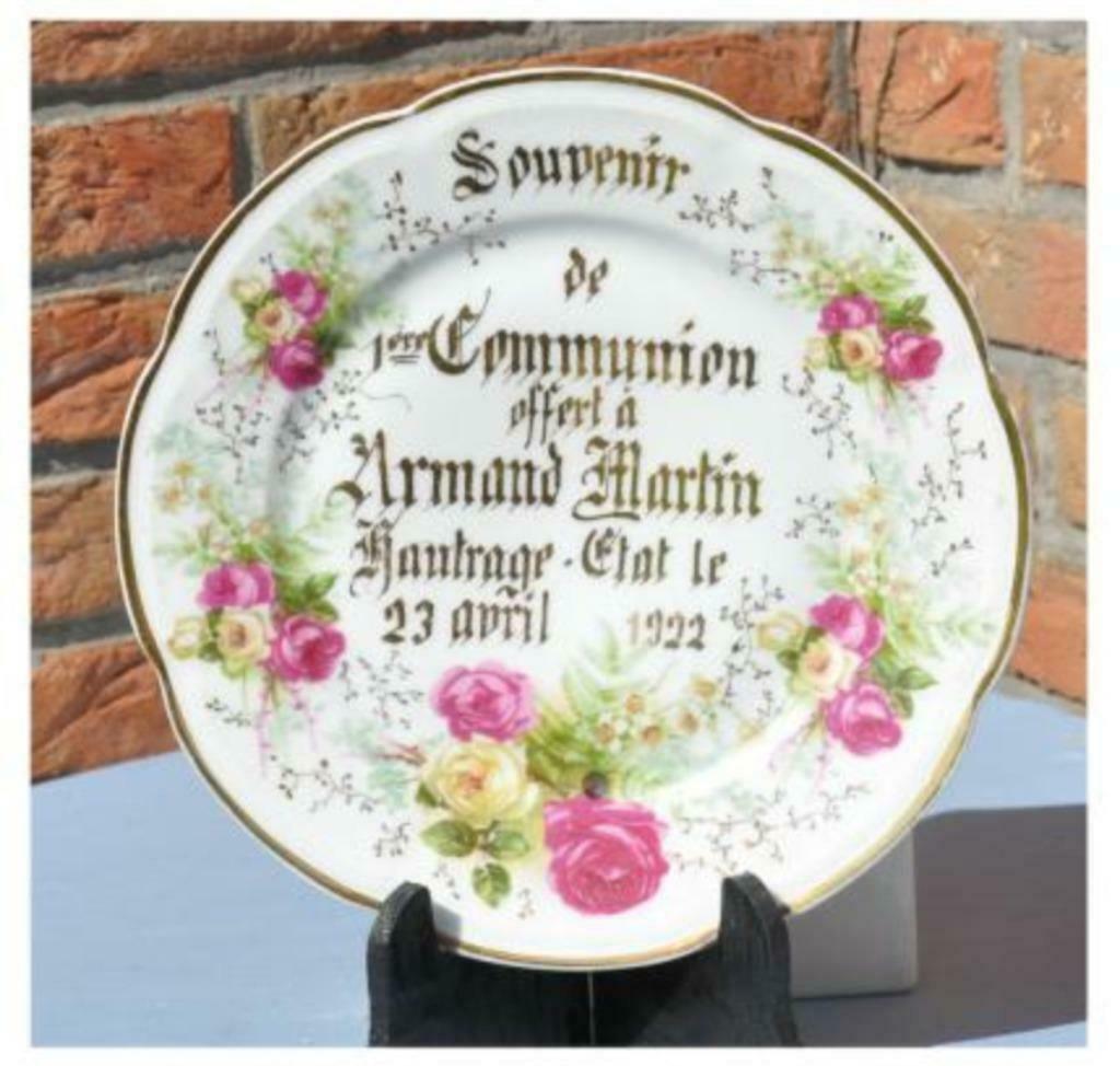 §assiette souvenir de communion 1922 baudour defuisseaux, Enlèvement ou Envoi