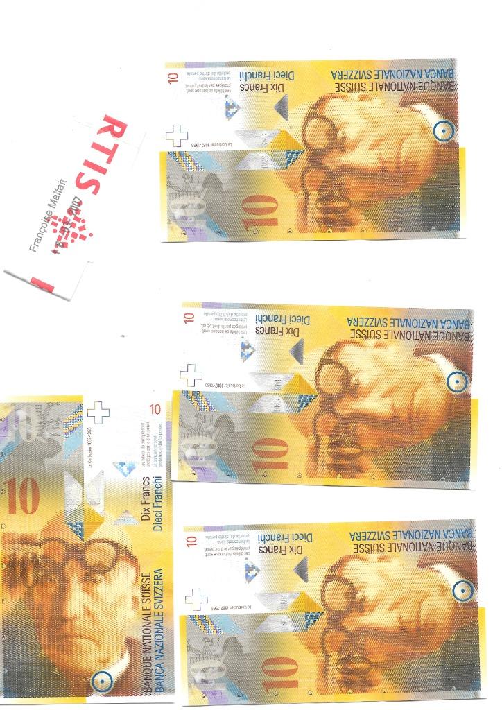 Serie van 9 biljetten van 10 frank Zwitserland 8e serie, Verzenden, Overige landen, Setje