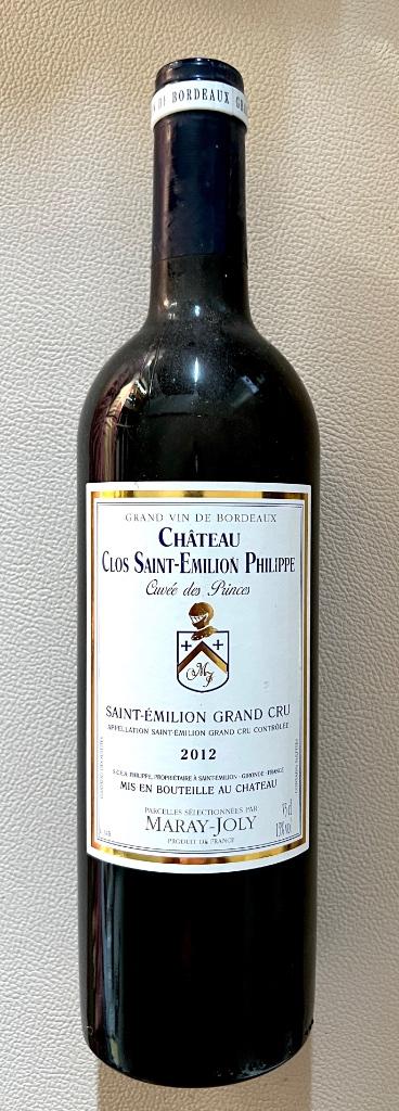 Château St EMILION PHILIPPE "Cuvée des Princes - 2012, Neuf, Enlèvement ou Envoi, Pleine, Vin rouge