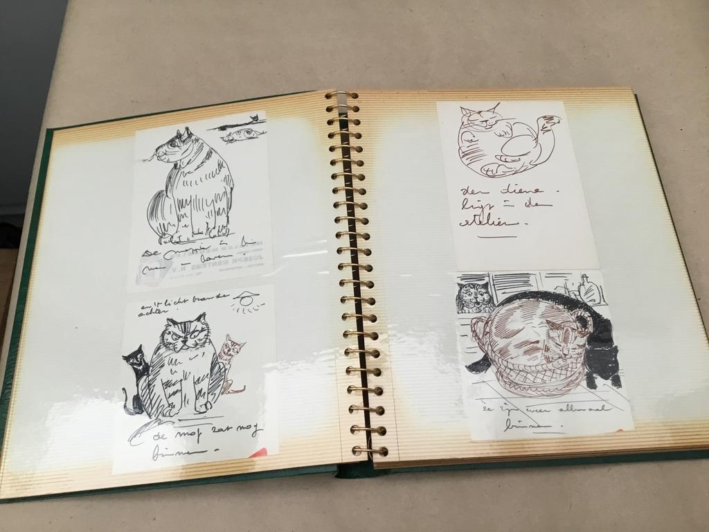 Album met originele schetsen poezen Gustaaf De Bruyne, Antiek en Kunst, Ophalen of Verzenden