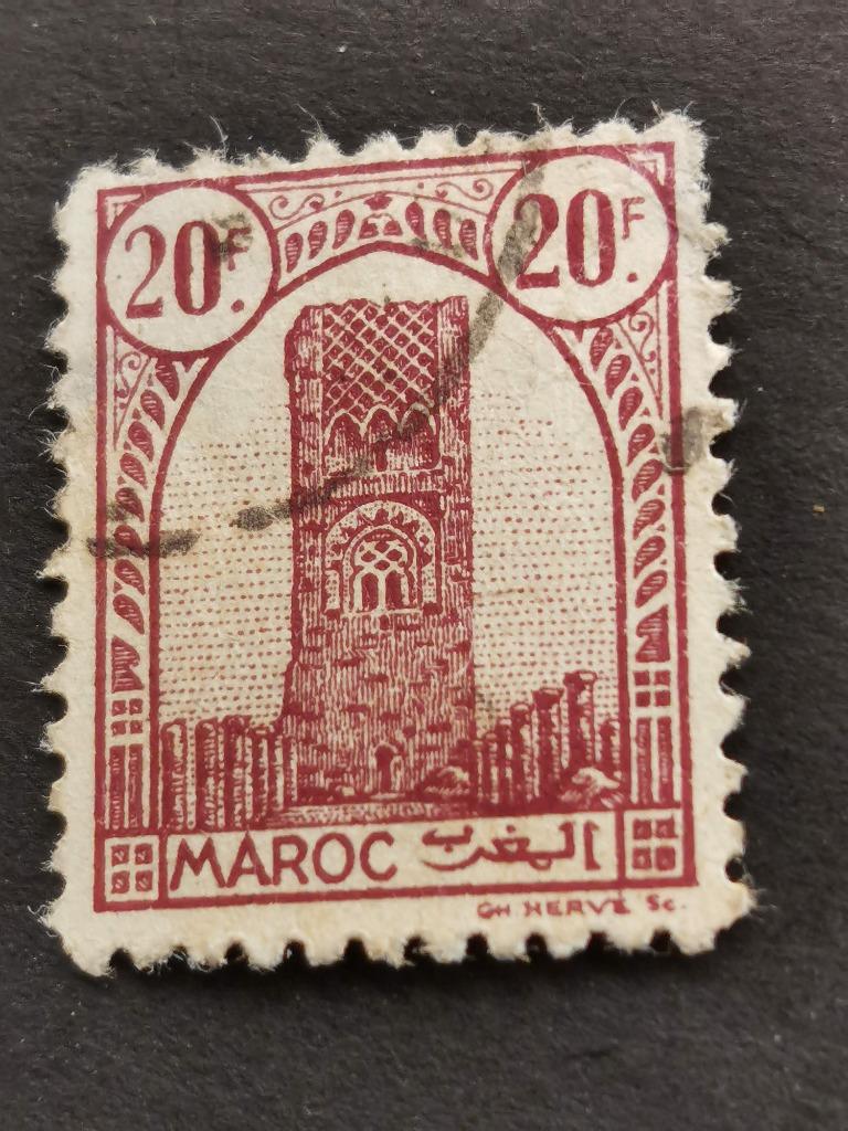 Marokko 1943 - Hassan Toren, Rabat, Ophalen of Verzenden, Marokko, Gestempeld