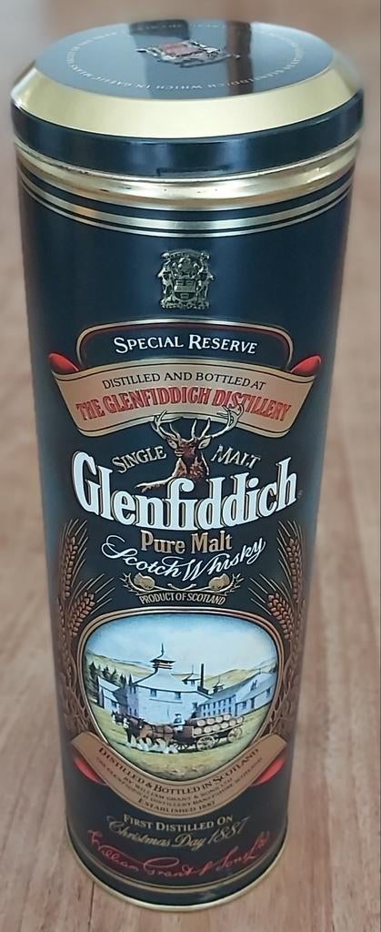 Glenfiddich 1 ltr. Blik Origineel in goede staat 25jr oud., Ophalen of Verzenden, Zo goed als nieuw