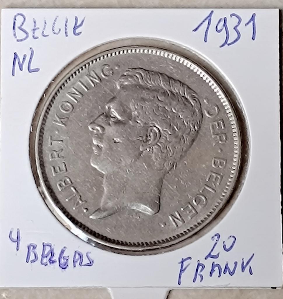 munt Belgie 20 frank 1931 Nederlands position B, Envoi