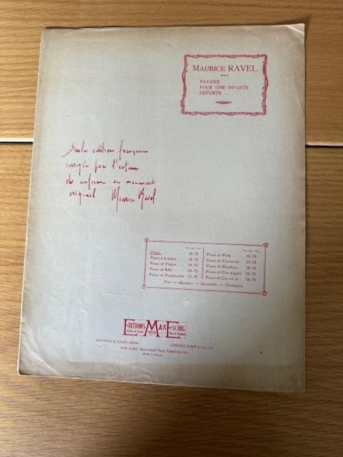 Maurice Ravel Pavane pour une infante défunte (2 versions), Musique & Instruments, Enlèvement ou Envoi, Artiste ou Compositeur