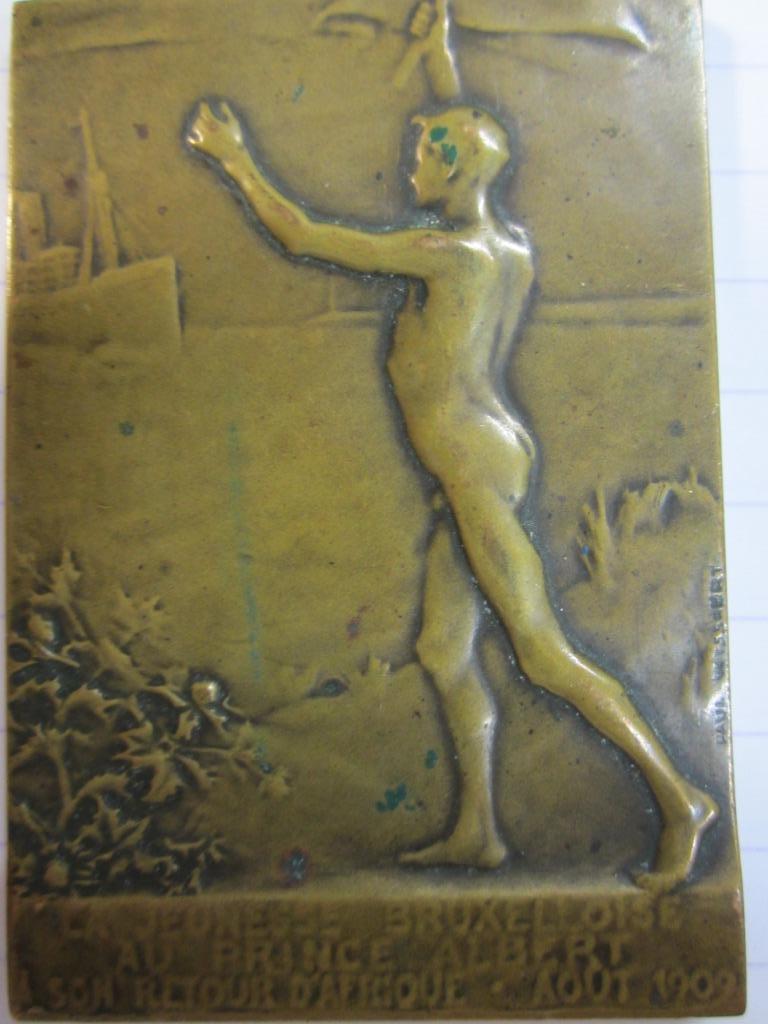 Bronzen herdenkingsplaat Albert I, Ophalen of Verzenden, Brons