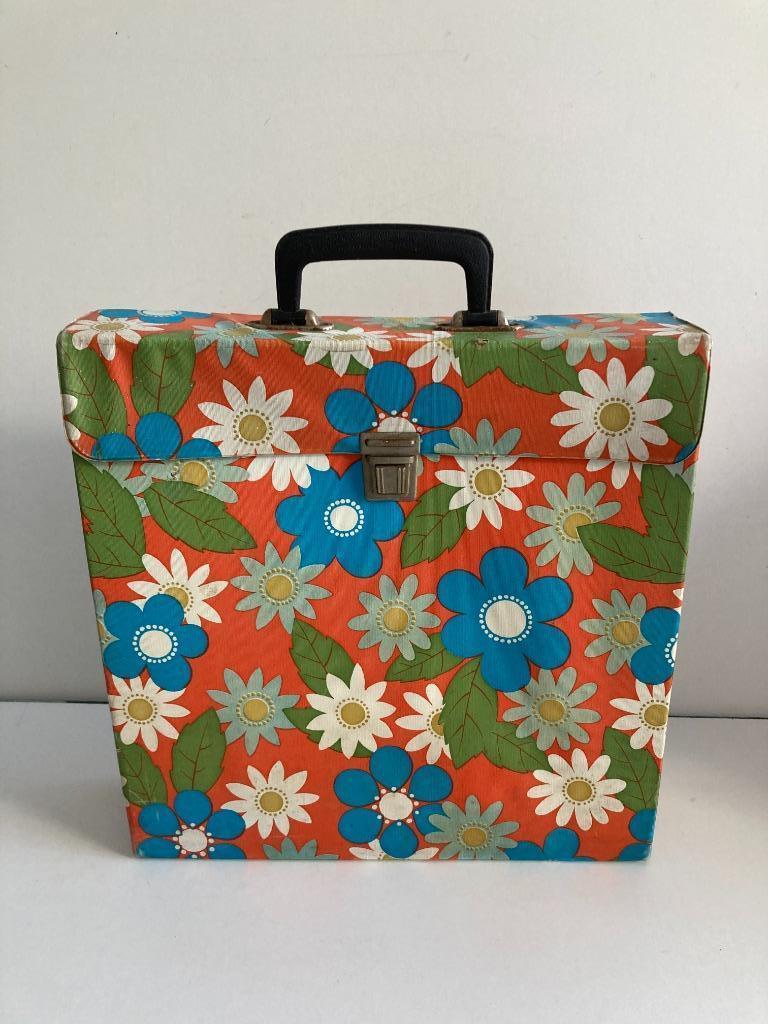 Retro LP / vinyl platen koffer jaren 70 met bloemmotief, Ophalen of Verzenden, Gebruikt, Overige genres
