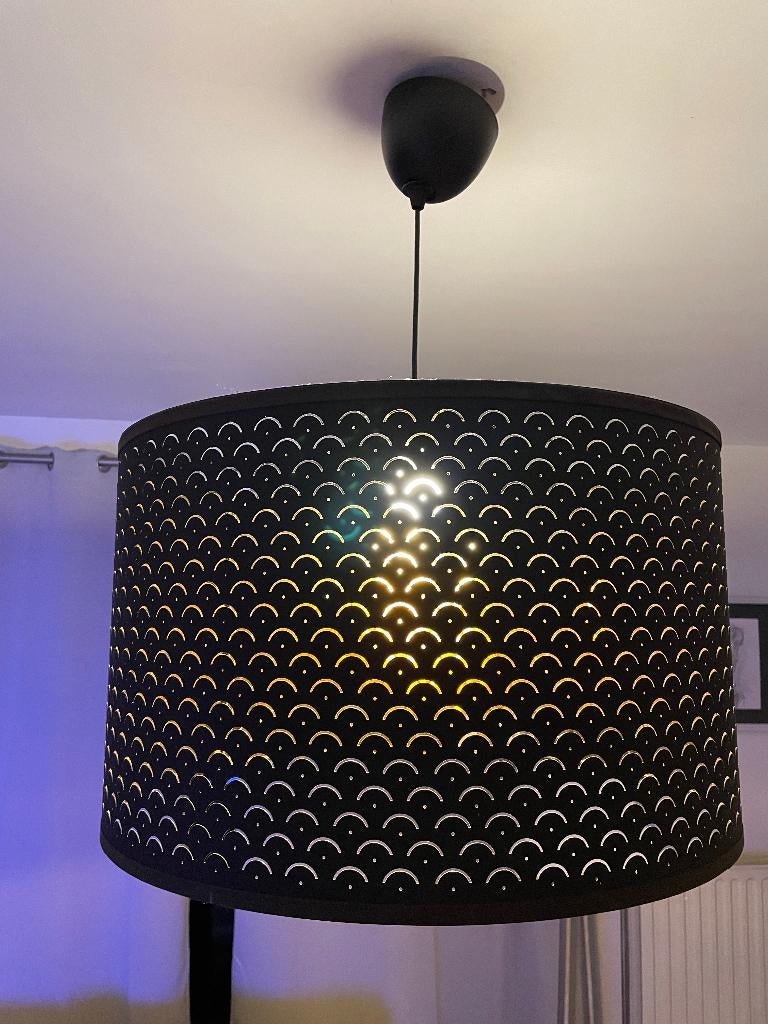 Grote zwarte en koperen lampenkap van 59 cm NYMO IKEA-model, Huis en Inrichting, Ophalen, 25 tot 50 cm, Zwart, Rond