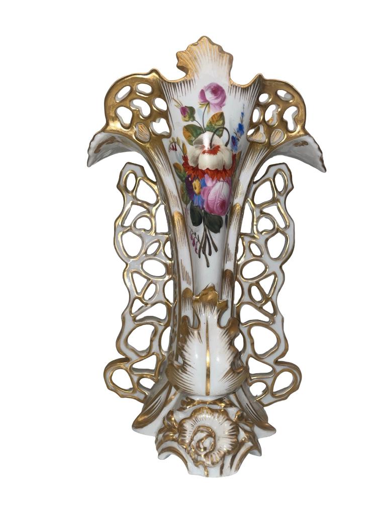 Decoratieve hoorn Old Paris 19e eeuw porselein goud 31 cm, Antiek en Kunst, Ophalen of Verzenden