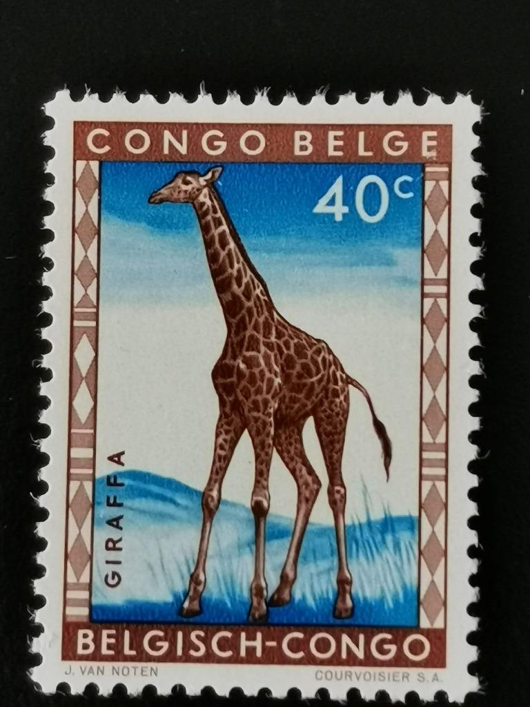 Belgisch Congo 1959 - wilde dieren - giraf, Ophalen of Verzenden, Postfris, Dier of Natuur
