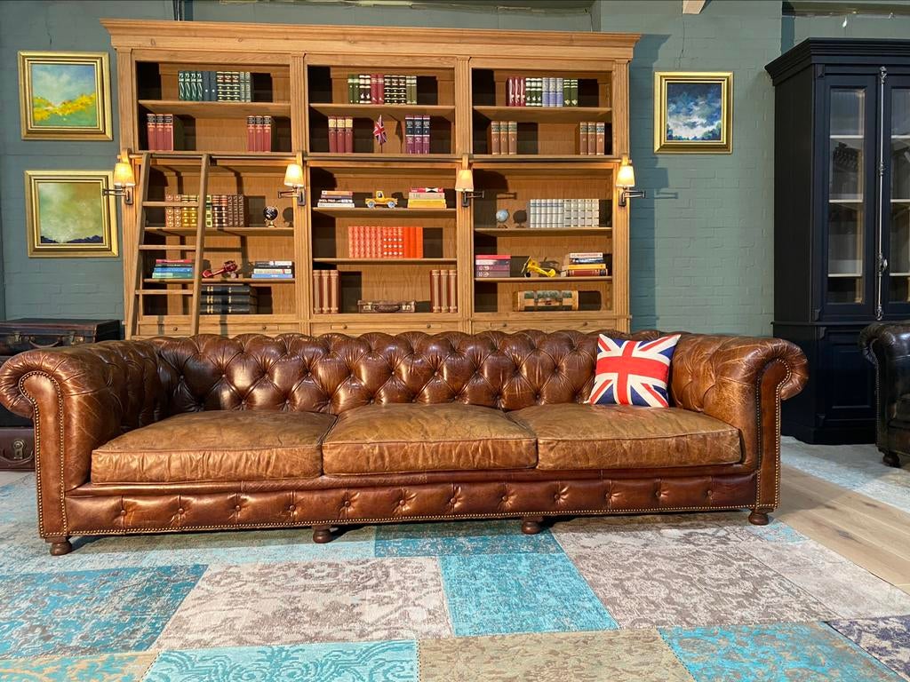 XXL Chesterfield zetel sigaren cognac GRATIS GELEVERD, Ophalen of Verzenden, Leer