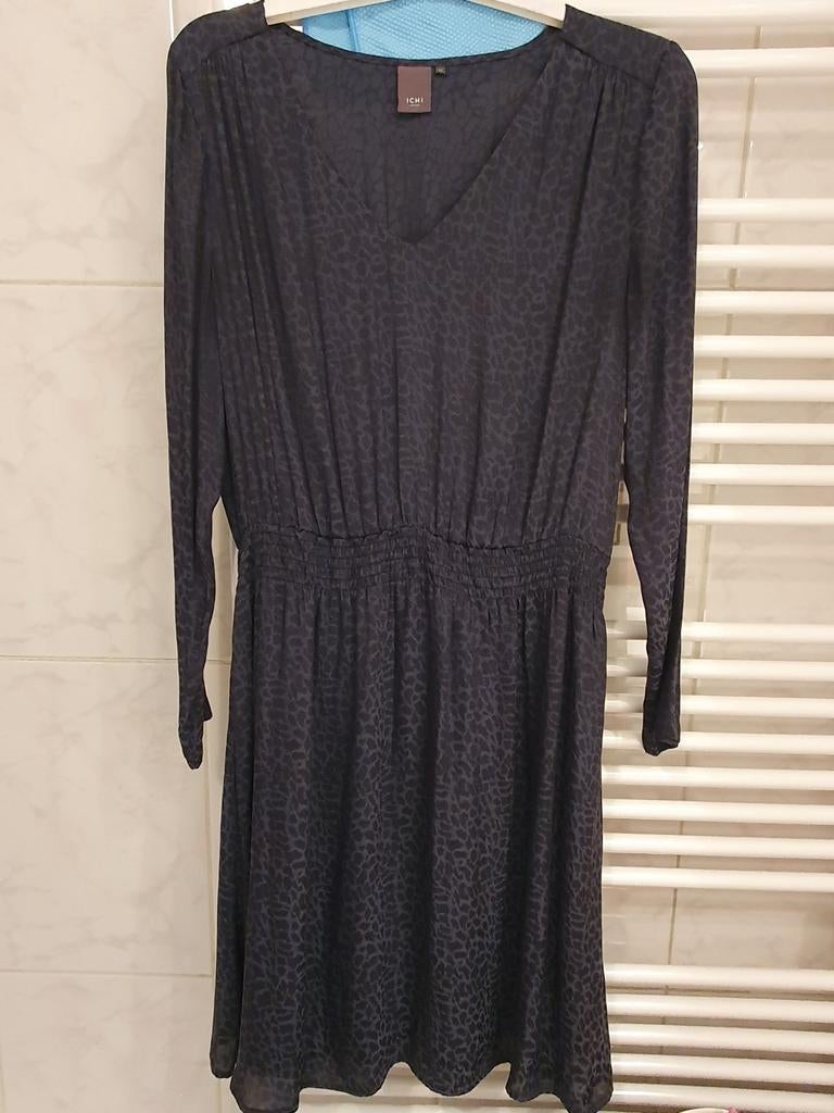 ICHI kleedje luipaard motief blauw/zwart  NIEUW, Kleding | Dames, Ophalen of Verzenden, Nieuw, Maat 38/40 (M), Blauw