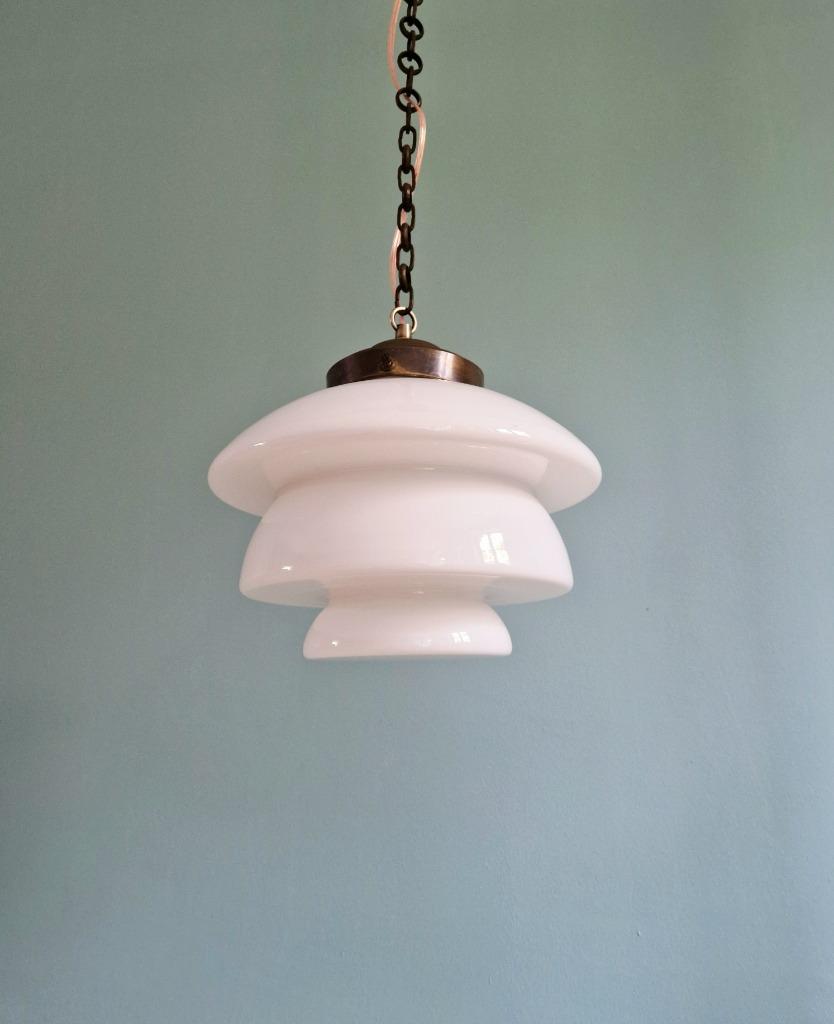 Suspension Art Déco en opaline blanche, 1920-30, Enlèvement ou Envoi
