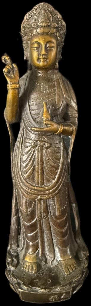 Messing Brons Gilt Verguld Kwan Yin Beeld China, Envoi