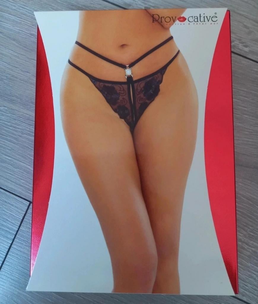 Thong noir ouvert - PR1709 - Marque Provocative, Provocative, Enlèvement, Noir, String