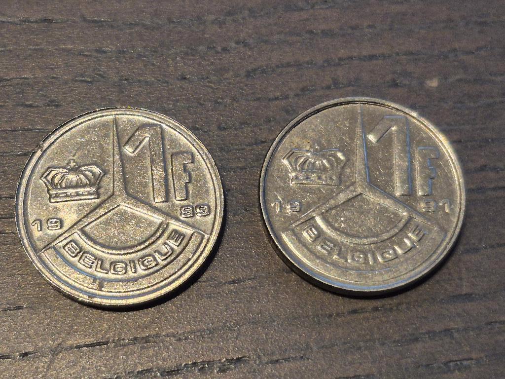 Pièce belge Baudouin I 1989 et 1991 de 1 franc, Enlèvement ou Envoi