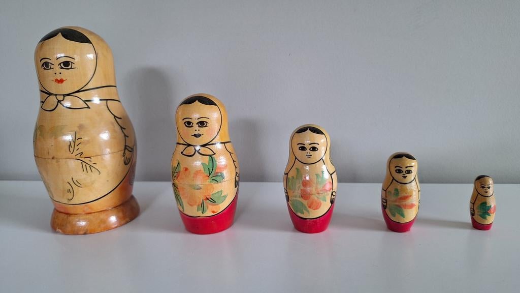 5stuks,  vintage houten Matrouskas, made USSR, Antiek en Kunst, Ophalen of Verzenden