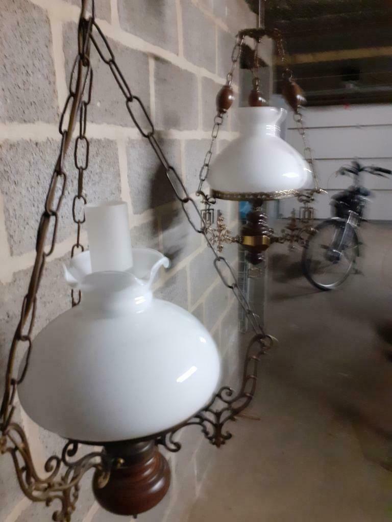 Lusters in goede staat. Kleinste 15 euro, grote 25 euro., Ophalen, Gebruikt, Glas, Antiek