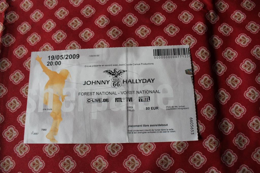 Ticket de concert Johnny Hallyday - route 66 Forest National, Enlèvement ou Envoi, Utilisé, Autres types
