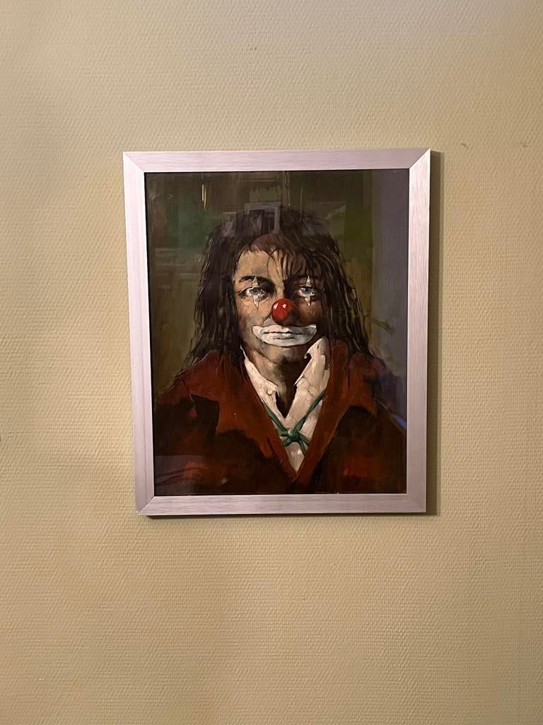 Schilderij ,  Clown, Antiek en Kunst, Kunst | Schilderijen | Klassiek, Ophalen of Verzenden