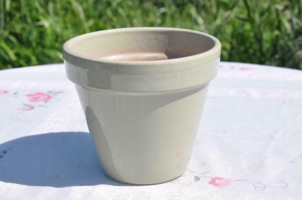§  cache pot beige terre cuite, Enlèvement ou Envoi, Moins de 25 cm, Rond, Utilisé