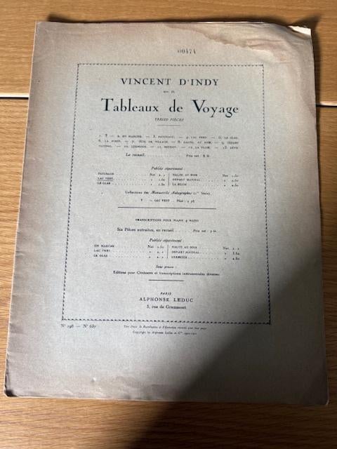 Vincent d’Indy, Tableaux de voyage N 4 , Lac vert, Muziek en Instrumenten, Bladmuziek, Gebruikt, Artiest of Componist, Klassiek