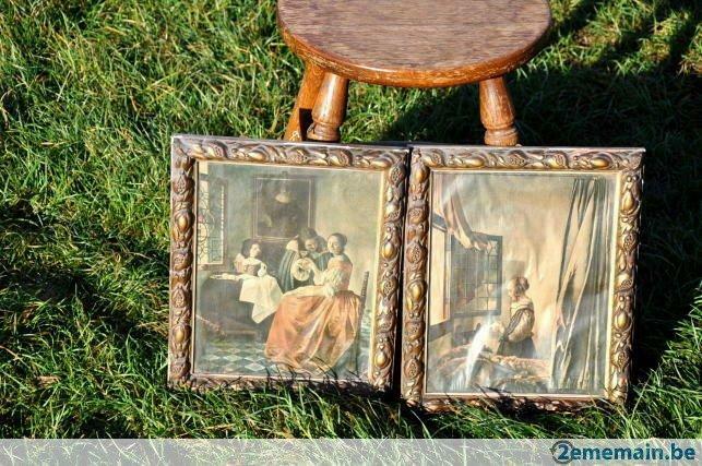 2 encadrements doré tour bois et plâtre chromo renaissance, Antiquités & Art