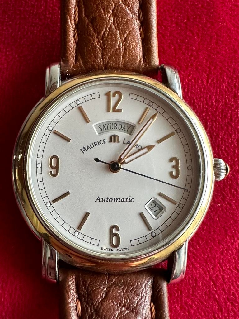 MAURICE LACROIX PONTOS STAAL / GOUD AUTOMATISCH, Handtassen en Accessoires, Horloges | Heren, Ophalen of Verzenden, Zo goed als nieuw