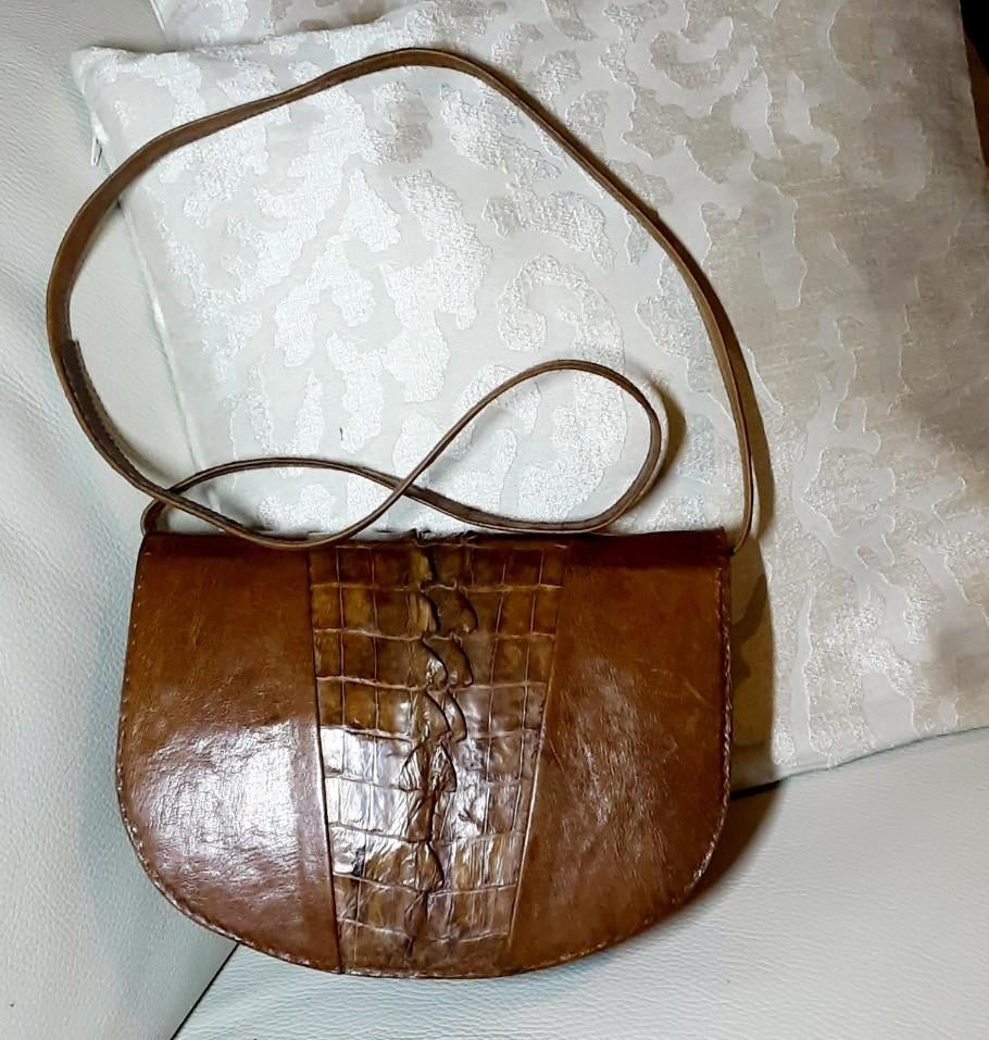 Sac à main en cuir de crocodile, Bijoux, Sacs & Beauté, Sacs | Sacs Femme, Comme neuf, Sac à main, Brun, Enlèvement ou Envoi