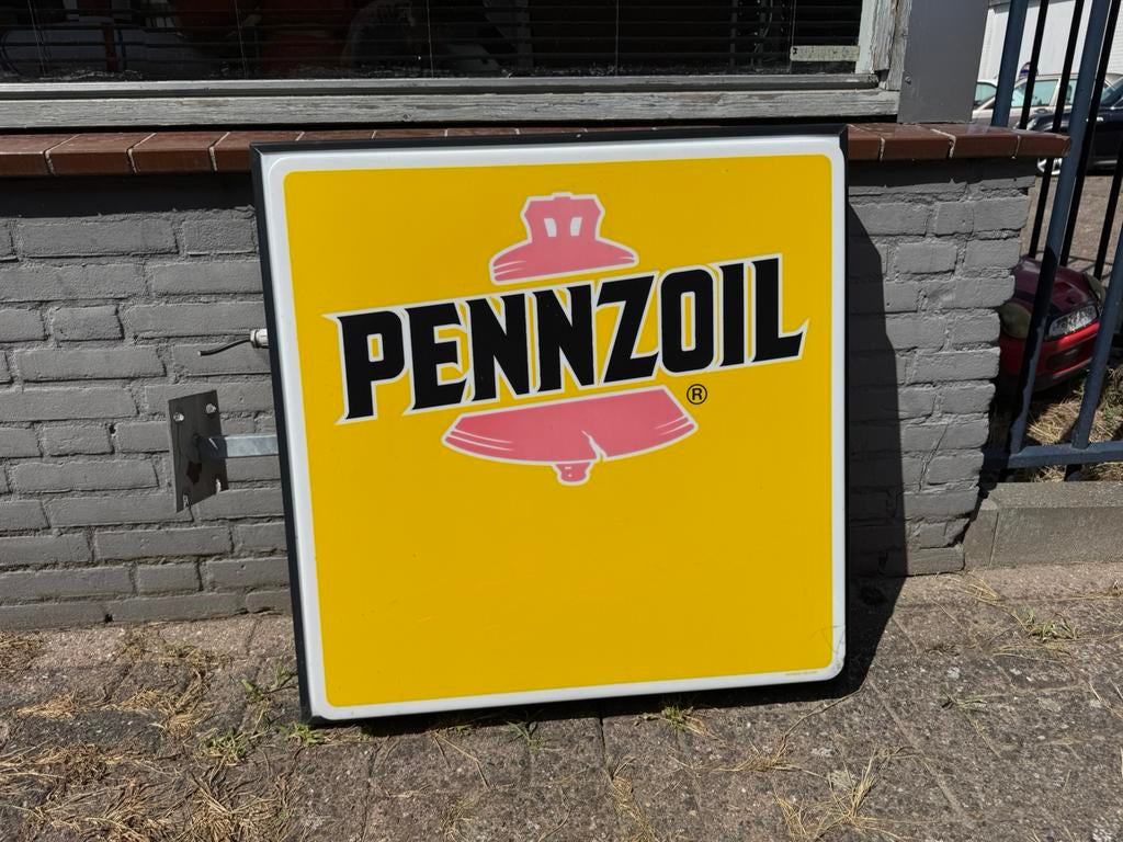 PENNZOIL oude reclame lichtbak, Verzamelen, Ophalen, Gebruikt, Lichtbak of (neon) lamp