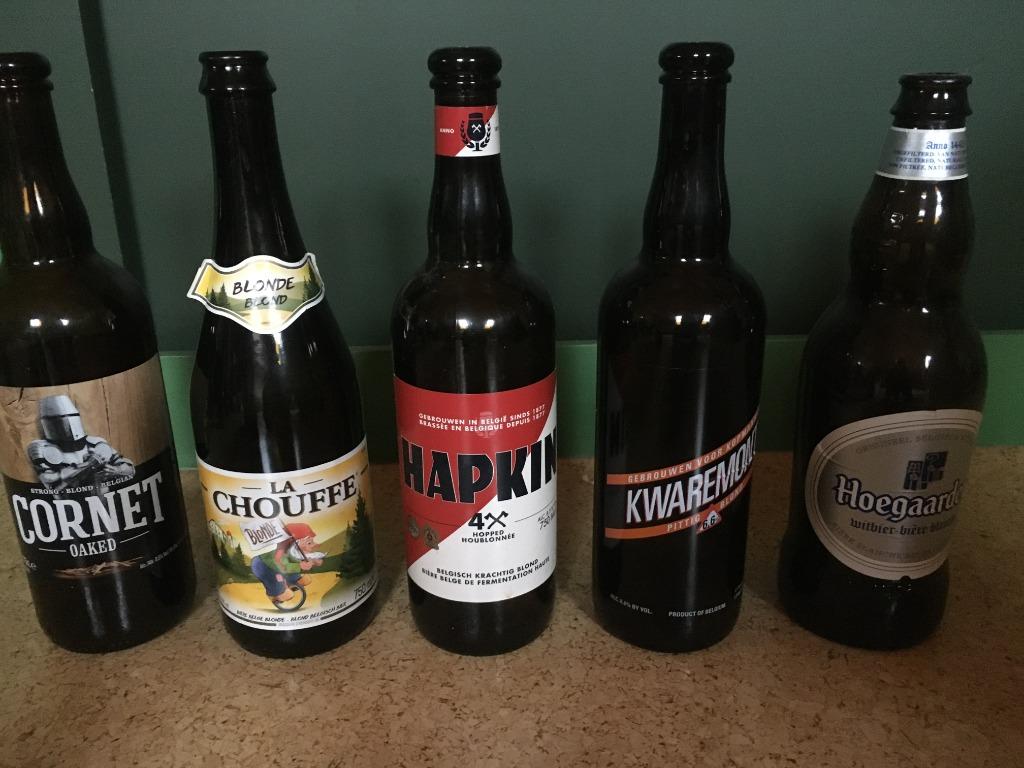 Cornet - Chouffe - Hapkin - Kwaremont - Hoegaarden, Verzamelen, Biermerken, Ophalen of Verzenden, Zo goed als nieuw, Flesje(s)