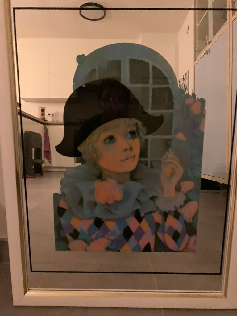 Kader/spiegel pierrot, Ophalen, Gebruikt, Minder dan 100 cm, Rechthoekig